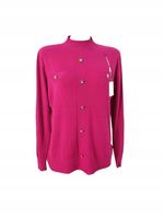 Elegancki Lekki Sweterek Z Ozdobnymi Guziczkami Różowy L 40 XL 42