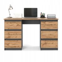 Biurko LUX ANTRACYT WOTAN 120CM Biurko szkolne 6 szuflad Stolik dla