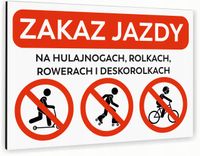 Tabliczka znak informacyjny 30x20 Biała ZAKAZ JAZDY Nierdzewna NADRUK UV