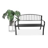 Metalowa ławka ogrodowa z oparciem parkowa taras balkon czarna