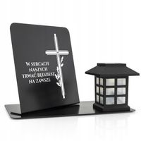 ZNICZ solarny PREMIUM LED + PODSTAWKA z DEDYKACJĄ na GRÓB CMENTARZ