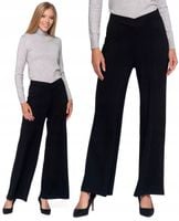 Spodnie Damskie z Szeroką Nogawką CZARNY Wiskoza Eleganckie MORAJ - S