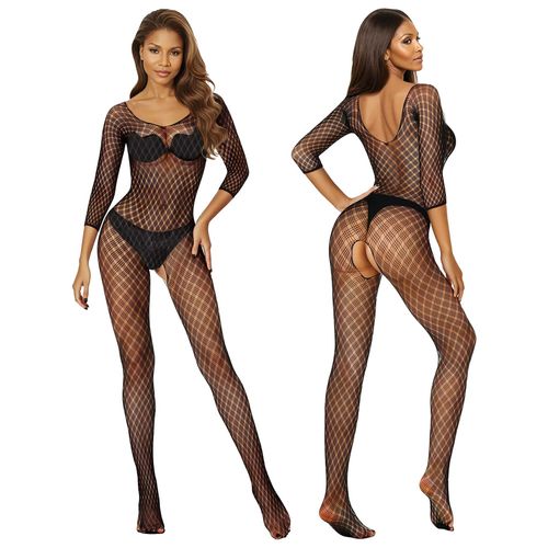 Siateczkowy kombinezon Bodystocking 2048 SoftLine otwarty krok One Size na Arena.pl