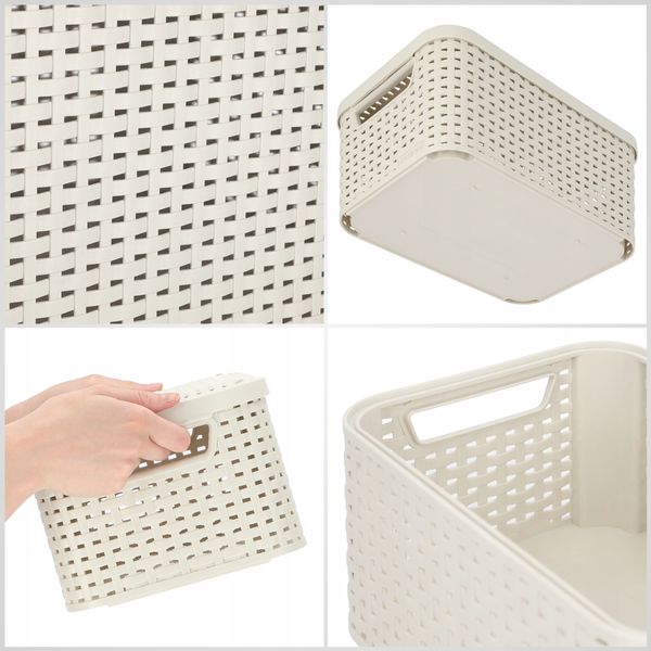 Curver Koszyk Pudełko Z Pokrywką Pojemnik Kremowy zdjęcie 5