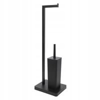 STOJAK NA PAPIER TOALETOWY CZARNY Z POJEMNIKIEM NA SZCZOTKĘ 2W1