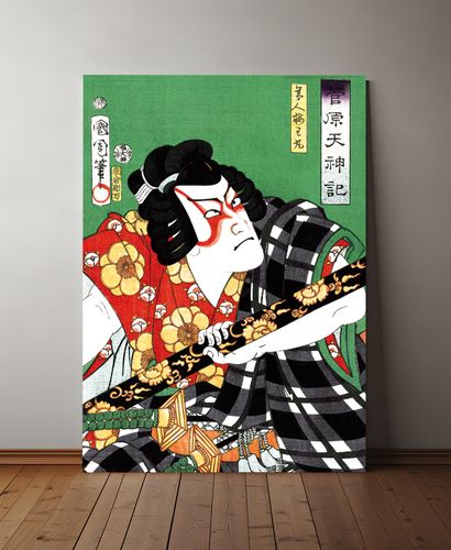 Plakat samuraj japońskie obrazy plakat na ścianę zielony samuraj 30x40 cm na Arena.pl