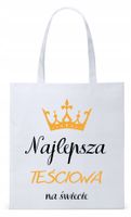 Dla Teściowej Mamy Prezent Torba Eco Biała Shopper Z Nadrukiem Ze Zdjęciem