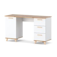 Biurko Białe Komputerowe Skandynawskie 3 Szuflady Szkolne Olivier 138cm