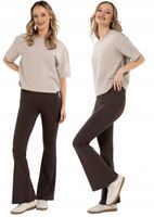 Legginsy Dzwony Damskie Wysoki Stan z Rozszerzaną Nogawką BRĄZOWY MORAJ L