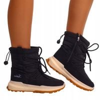 Śniegowce Damskie CZARNE Buty Zimowe WODOODPORNE Ocieplane