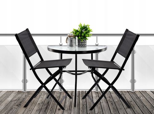 ZESTAW MEBLI BALKONOWYCH DO OGRODU 2x KRZESŁA SKŁADANE + STÓŁ na Arena.pl