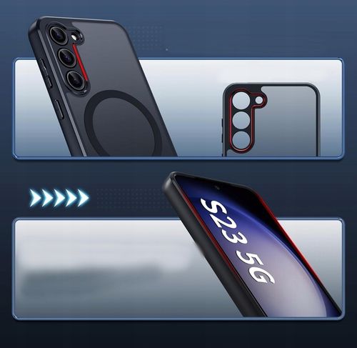Etui do SAMSUNG S23 5G do MagSafe CZARNY MAT Szkło z czytnikiem linii na Arena.pl