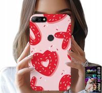 ETUI DO HUAWEI Y7 2018 - KOBIECE, MODNE WZORY XOXO SERCE + SZKŁO
