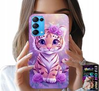 ETUI DO OPPO RENO5 4G 5G - SŁODKI TYGRYSEK NA RÓŻOWYM TLE + SZKŁO