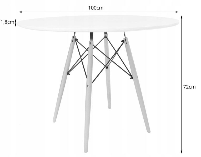 Zestaw stół okrągły TODI 100 biały + 4 krzesła OSAKA szare zdjęcie 3