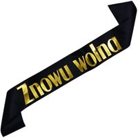 Znowu wolna - czarna szarfa ze złotym nadrukiem