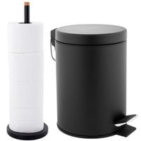 Zestaw łazienkowy: kosz na śmieci 3L + stojak na papier toaletowy – czarny