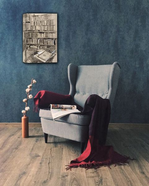 Bookshelves, Study for Edmond Duranty, Edgar Degas - obraz na płótnie 50x70 cm zdjęcie 2