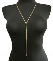 NASZYJNIK ZŁOTY ŻMIJKA DŁUGA 100 CM KRAWATKA REGULOWANA STAL CHIRURGICZNA