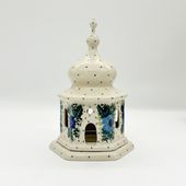 Lampion "kościółek" ceramika bolesławiecka, ręcznie malowany, 17 cm