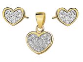 Delikatny pozłacany rodowany srebrny komplet serca serduszka heart białe cyrkonie srebro 925 Z0823EZ_GR