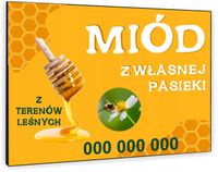 TABLICZKA REKLAMOWA szyld z dibondu nadruk 40x30 miód z własnej pasieki