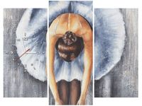 90CM 70 ZEGAR 3 ELEM BŁĘKITNA BALETNICA SCIENNY DRUK