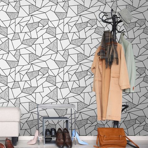 Tapeta Do Salonu Czarno-Biały GEOMETRYCZNY Wzór 3D na Arena.pl