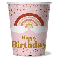 Kubeczki papierowe Boho Happy Birthday, 8 szt.