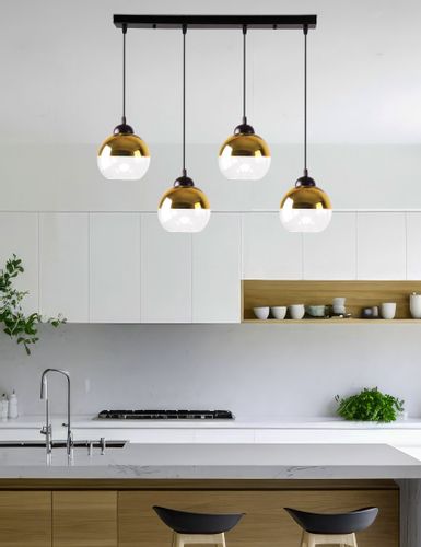 Contessa lampa wisząca czarny 4x40 E27 klosz złoty na Arena.pl