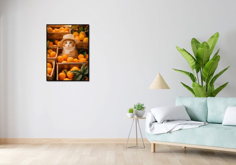 Plakat 60x80cm Kot w Pomarańczach zdjęcie 4