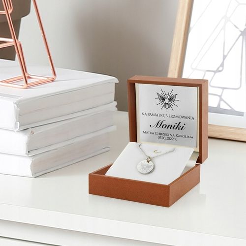 Srebrny Naszyjnik na Łańcuszku 925 z Grawerem Pamiątka Bierzmowania Pudełko na Arena.pl