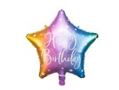 Balon foliowy Happy Birthday gwiazdka kolorowy, 40 cm