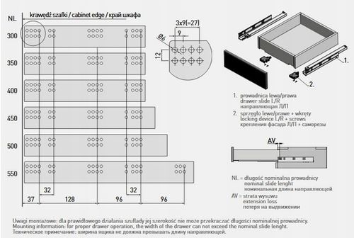 PROWADNICA DOLNEGO MONTAŻU GTV MODERN SLIDE L450 PEŁNY WYSUW CICHY na Arena.pl