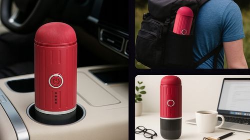 PRZENOŚNY MINI EKSPRES DO KAWY MIELONEJ KAPSUŁKI PODGRZEWA WODĘ 19 BAR 100W na Arena.pl