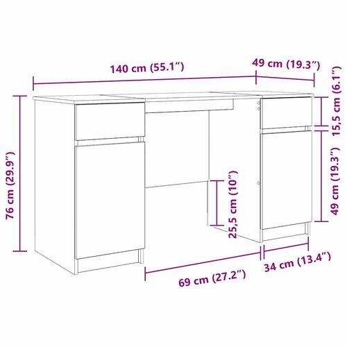 Biurko z półką Biały 140 x 49 x 76 cm Materiał drewnopochodny na Arena.pl