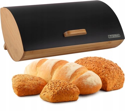 DUŻY CHLEBAK DREWNIANY METALOWY PROMIS POJEMNIK NA PIECZYWO CHLEB na Arena.pl
