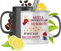Kubek Magiczny Dla Anieli Czarny Matowy Z Nadrukiem Ze Zdjęciem 330Ml