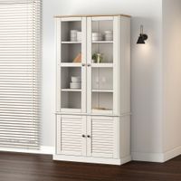 Witryna VIGO, biała, 85x35x170 cm, lite drewno sosnowe