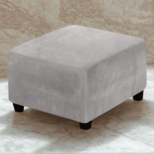 POKROWIEC NA PODNÓŻEK PUF ELASTYCZNY WELUR PREMIUM AKSAMIT JASNY SZARY. na Arena.pl