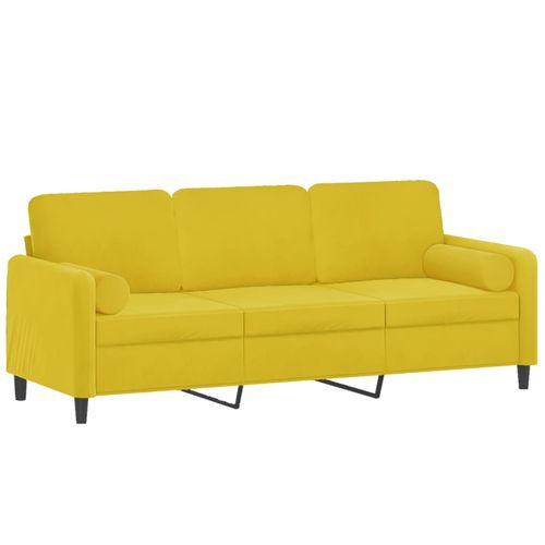 3-osobowa sofa z poduszkami, żółta, 180 cm, aksamit na Arena.pl
