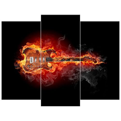 Obraz Tryptyk 90X70 Płonąca Gitara Płonąca Gitara na Arena.pl