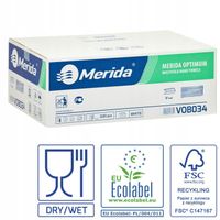 MERIDA RĘCZNIKI PAPIEROWE ZZ SKŁADANE BIAŁE VOB034