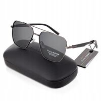 Duże OKULARY MĘSKIE POLARYZACYJNE PRZECIWSŁONECZNE Pilotki Grafitowe