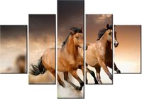 70 100CM OBRAZ 5 ELEM STADO KONI DRUK PŁÓTNO