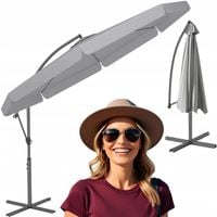 DUŻY PARASOL Z WYSIĘGNIKIEM 8-RAMIENNY OGRODOWY TARAS SZARY 350 x 250 cm
