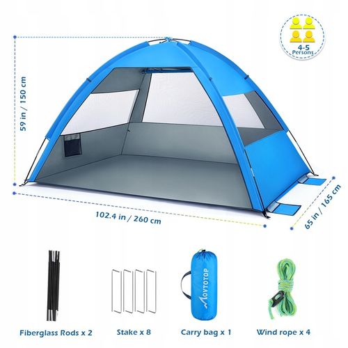 Składany Automatyczny Namiot Plażowy Turystyczny Z Filtrem UV na Arena.pl