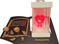 PAMIĘTAMY ZNICZ LAMPION NA GRÓB LA 250 SERCE CZERWONE SKOS SENTENCJA