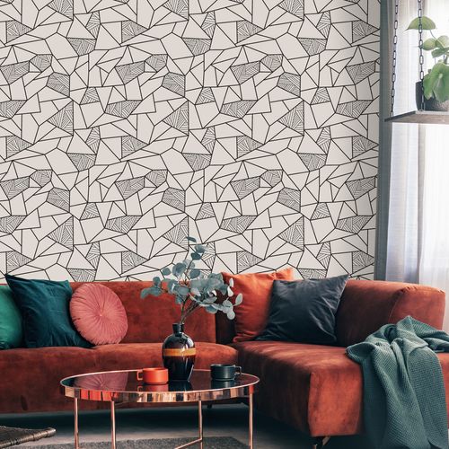 Tapeta Do Salonu Czarno-Biały GEOMETRYCZNY Wzór 3D na Arena.pl