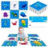 MATA piankowa puzzle EDUKACYJNA 86x86 dla dzieci SKŁADANA ochronna MORZE